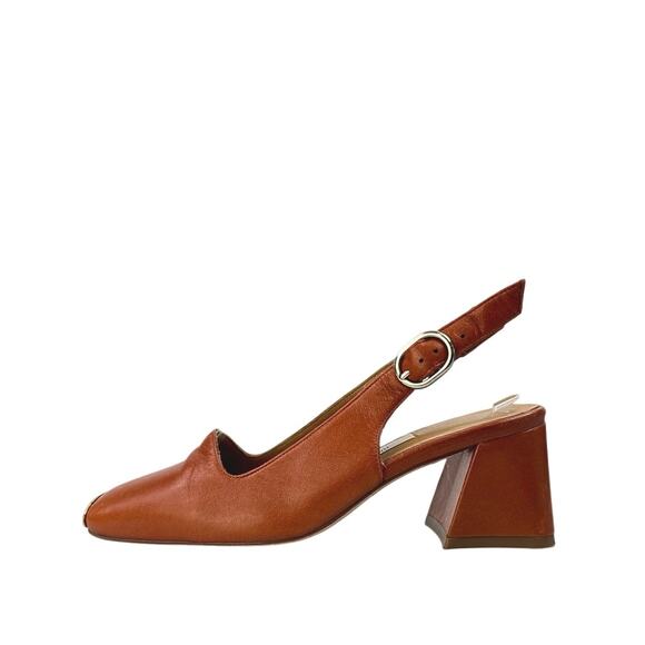 Miista Canar Brown Leather Block Heel Slingback Heela Sandals Pumpa Shoes Size 6 - Picture 1 of 6
